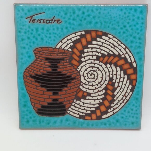 Teissedre Ceramic Square Art Tile Vase Coaster Trivet 6x6 - Picture 2 of 5